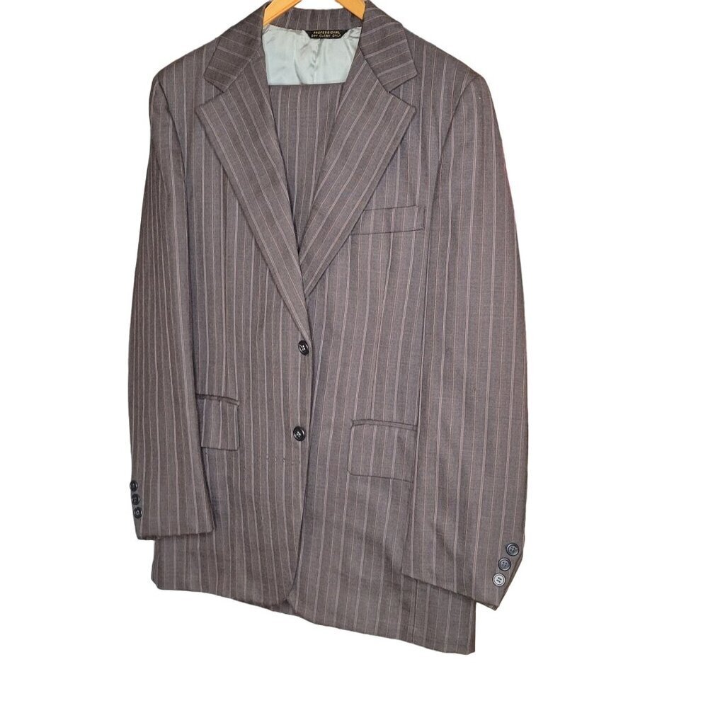 Vintage Wool Brown Striped Strawbridge & Clothier 2pc Suit - 38R